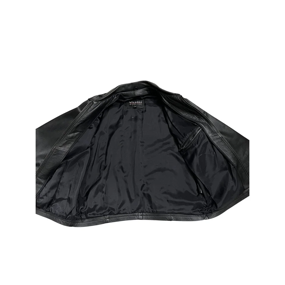 Wilsons Black Leather Zip Jacket Minimalist Classic Men's LT